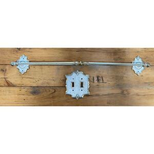 Vintage Brass French Provincial Bathroom Towel Bar & Electrical Cover